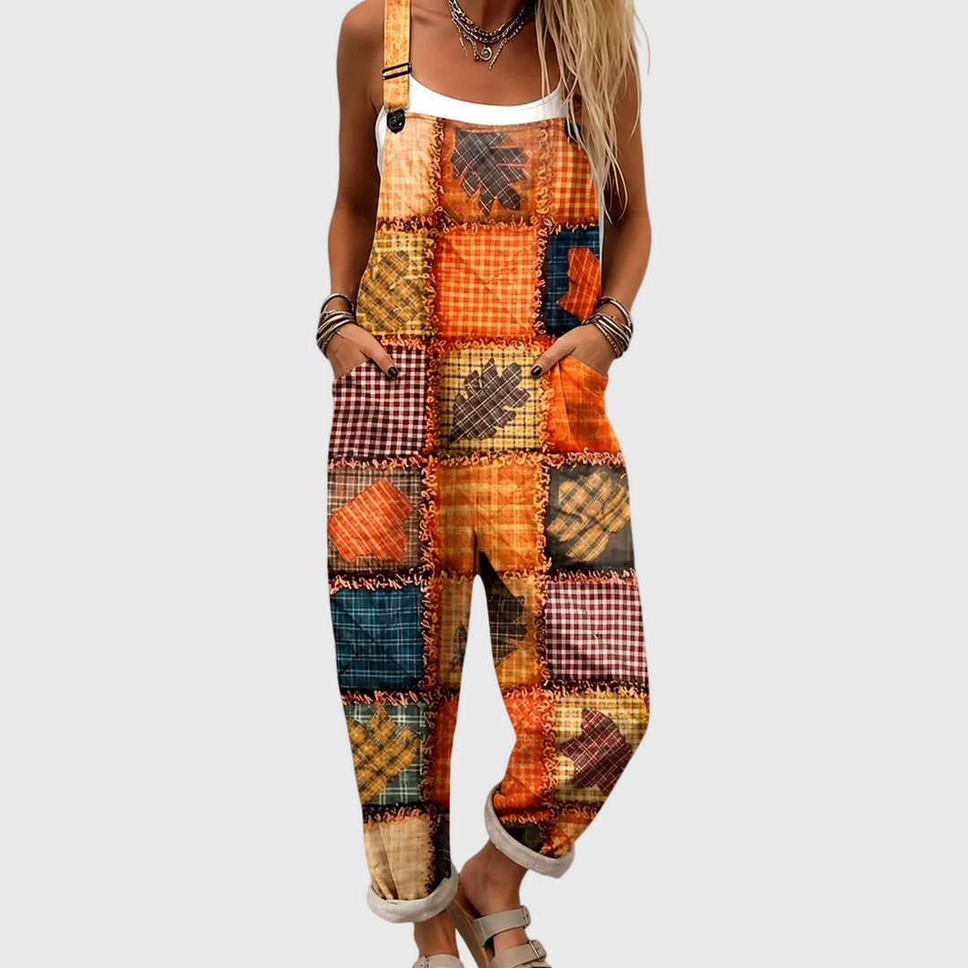 Latzhose im Patchwork-Look Orange für Damen