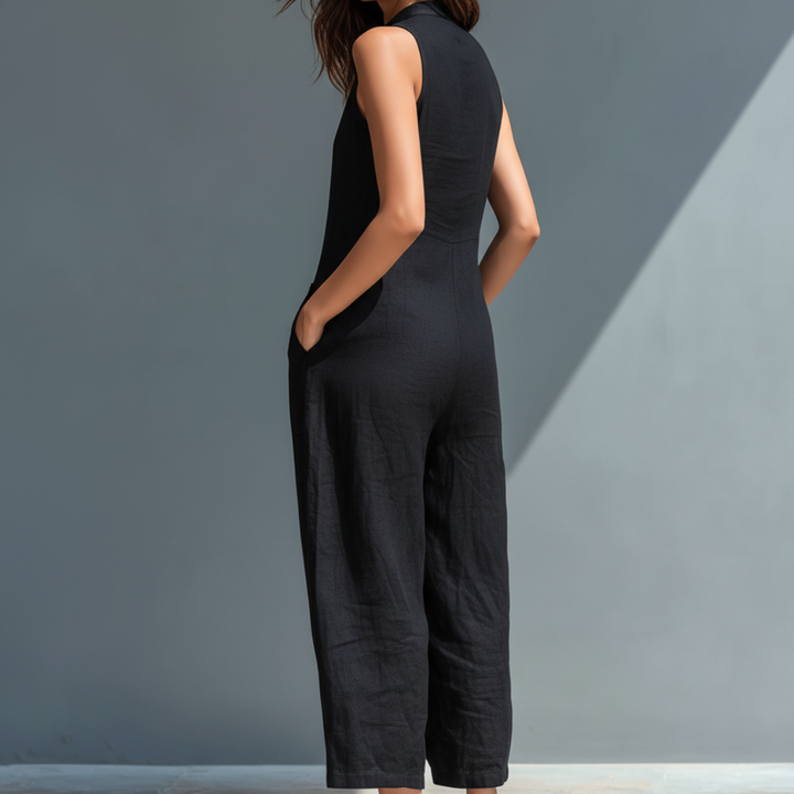 Cecelia | Ärmelloser Mandarin-Jumpsuit