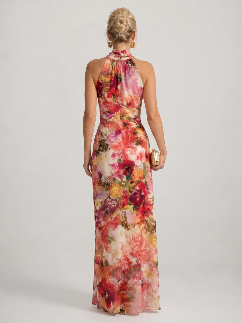 Elisabetta | Halter-Neck Maxikleid mit Blumenmuster