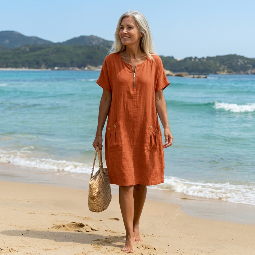 Pascale | Reißverschluss-Front Maxikleid