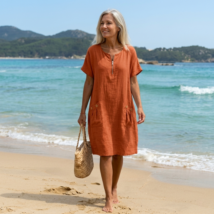 Pascale | Reißverschluss-Front Maxikleid