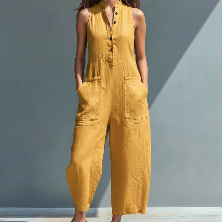 Cecelia | Ärmelloser Mandarin-Jumpsuit