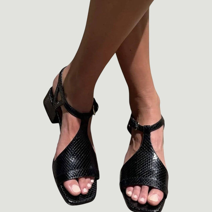 Serena | Metallische Blockabsatzsandalen