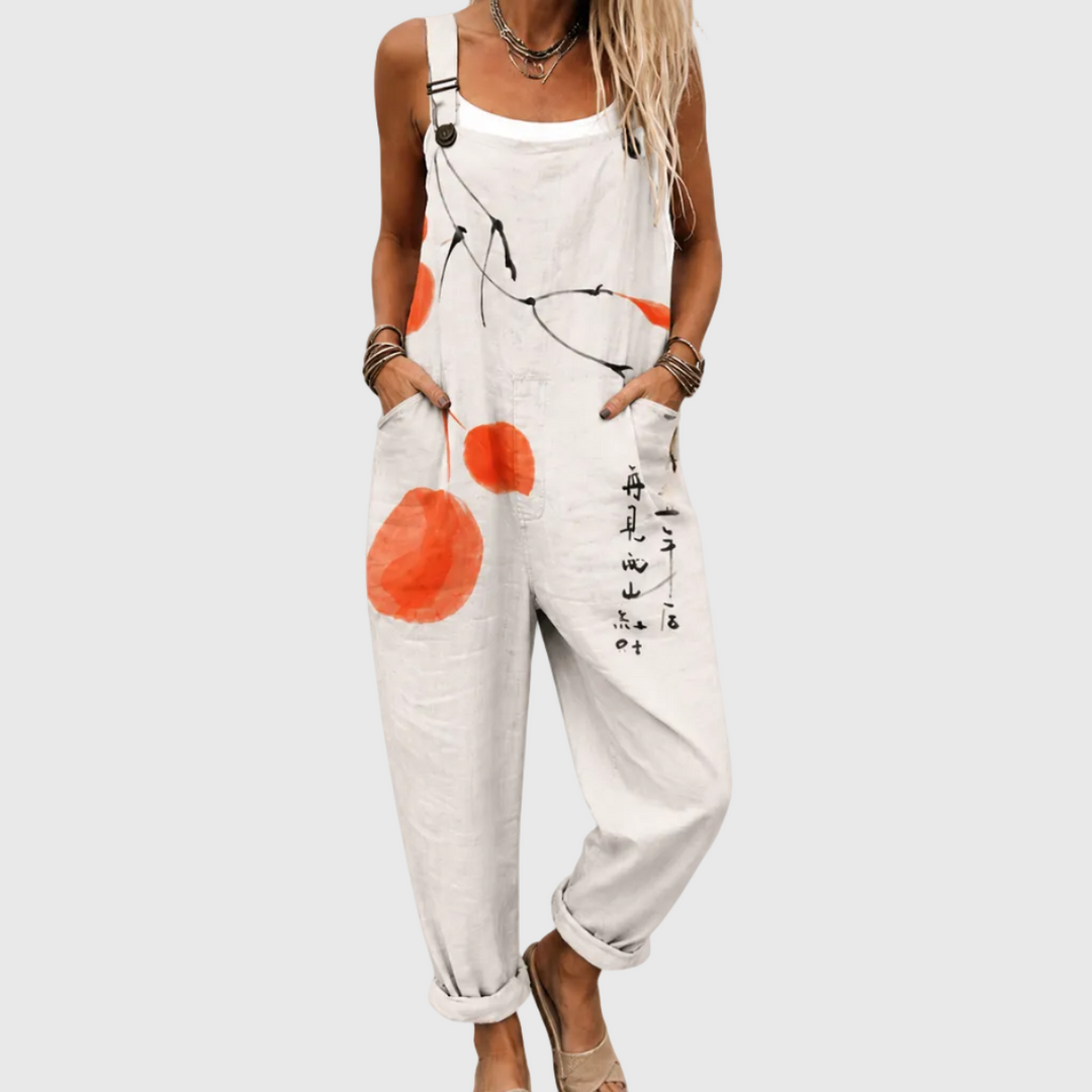 Latzhose mit Tusche-Früchten Creme für Damen