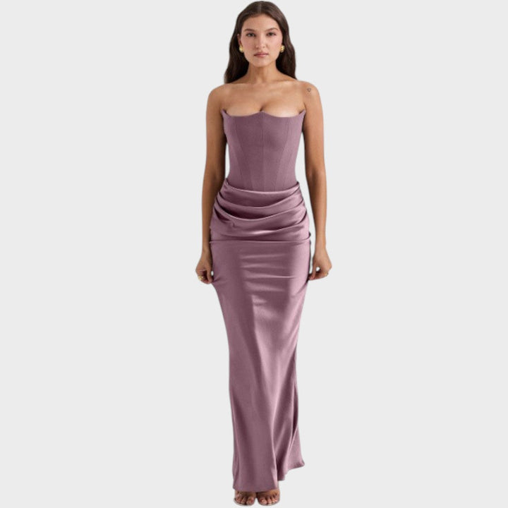 Flora | Satin Kleid mit integriertem Oberteil