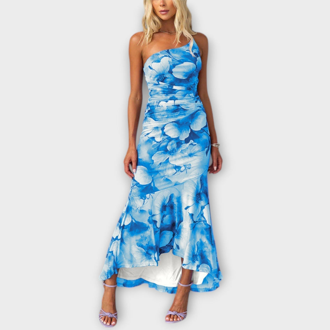 Pia | Maxikleid mit asymmetrischem Raffung