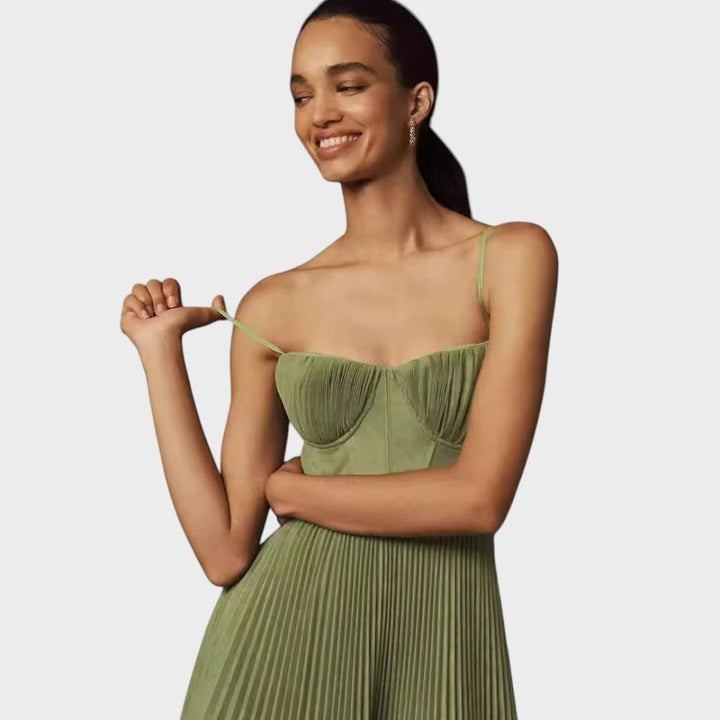 Amilia | Midi Flare Plissiertes Kleid