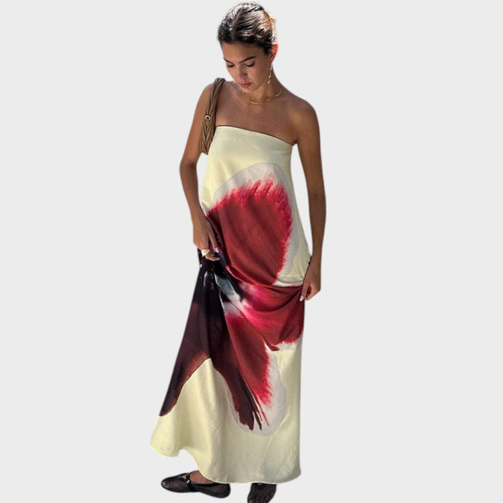 Blumen | Rückfreies Kleid mit verstellbarem Schnallenverschluss