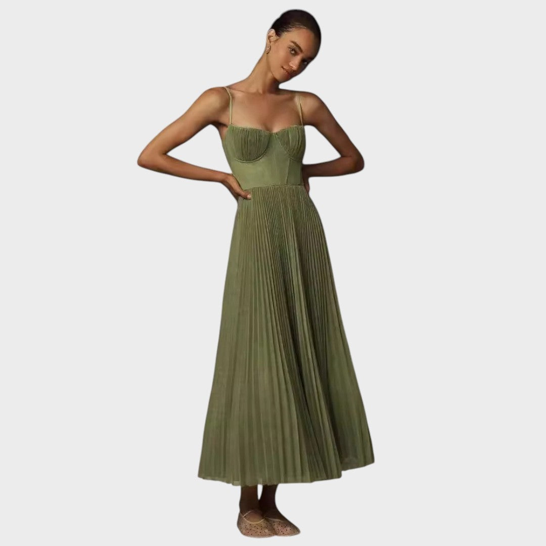 Amilia | Midi Flare Plissiertes Kleid