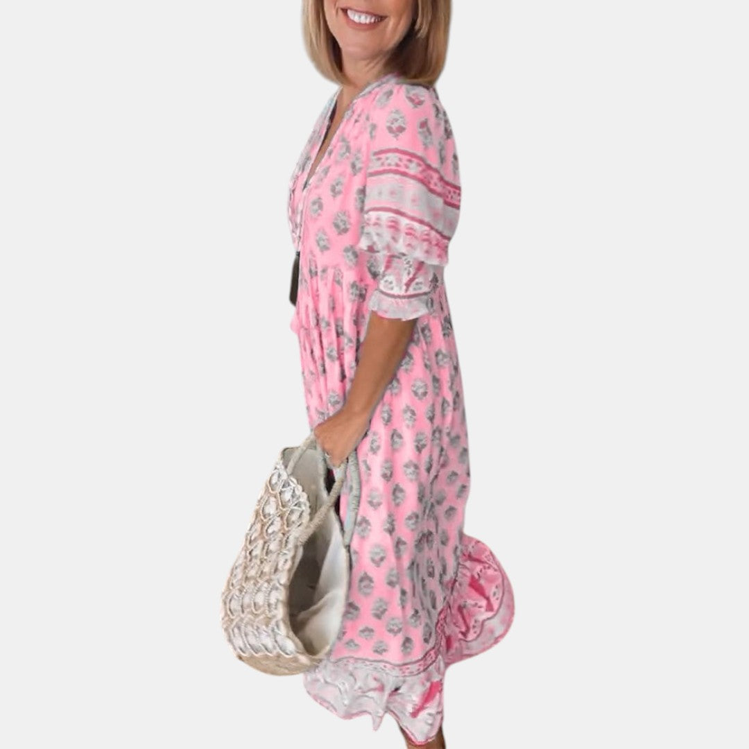 MANA | MIDI-KLEID MIT FLORALEN MUSTERN UND V-AUSSCHNITT