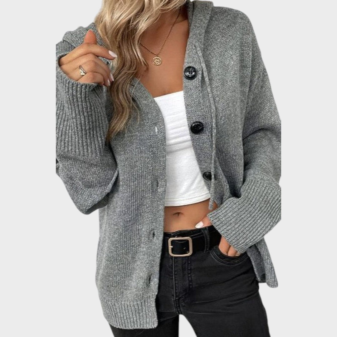 Amélia | Weicher Strickcardigan mit Kapuze