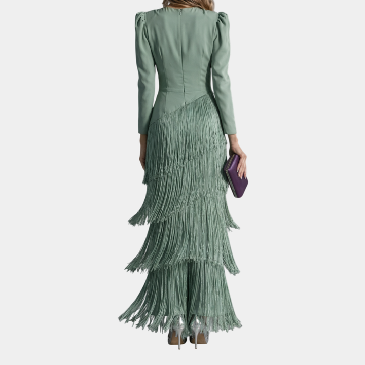 Eulalie | Elegantes Midikleid mit Fransenärmeln