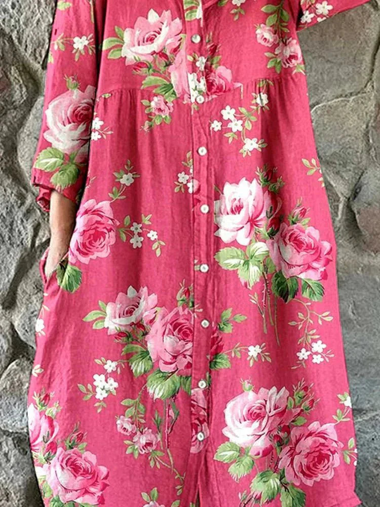 Mathilde | Künstlerisches Floral-Maxikleid