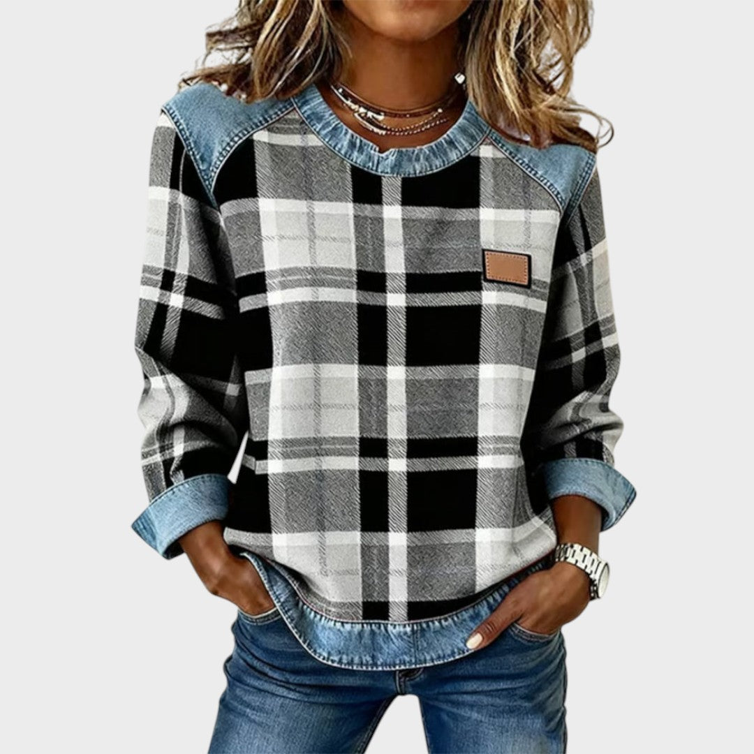 Iva | Pullover mit Denim-Details