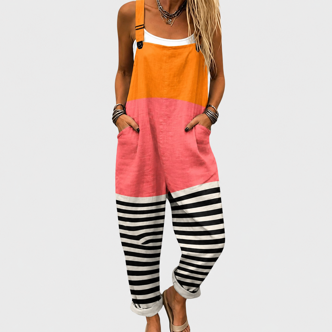 Color-Block Latzhose Orange-Koralle für Damen