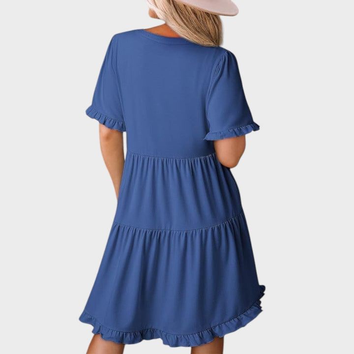 Barbara | Lässiges kurzes Kleid mit V-Ausschnitt