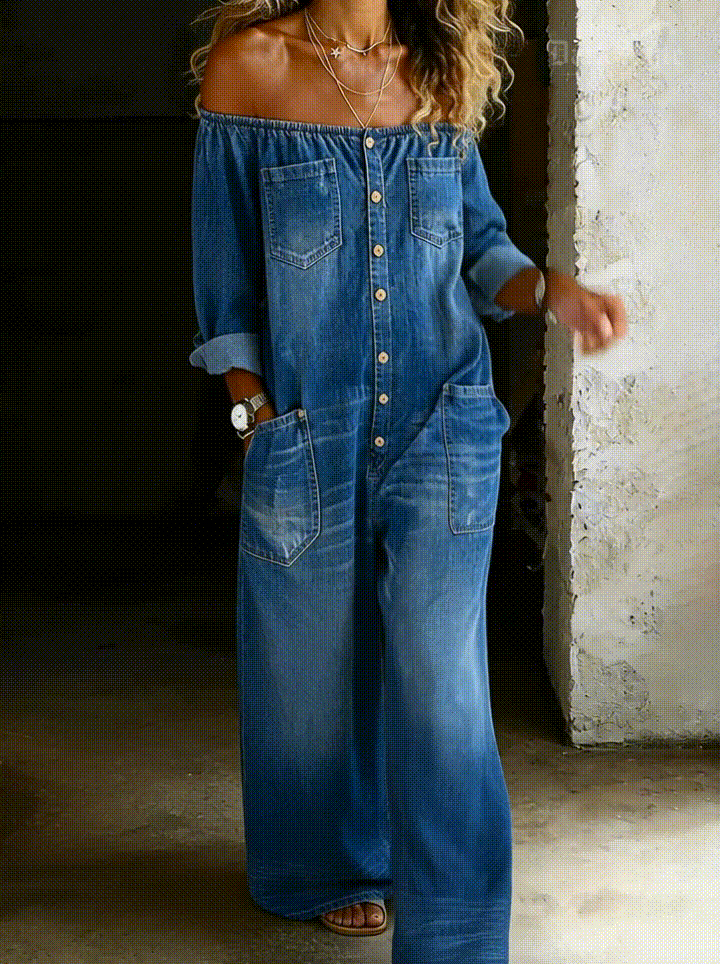 Barbara - Langärmliger Jumpsuit mit Off-Shoulder