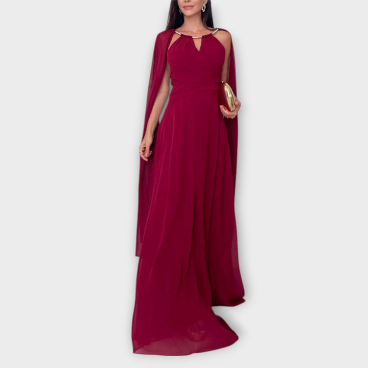 Mabel | Elegante Maxikleider mit Cape und hohem Schlitz