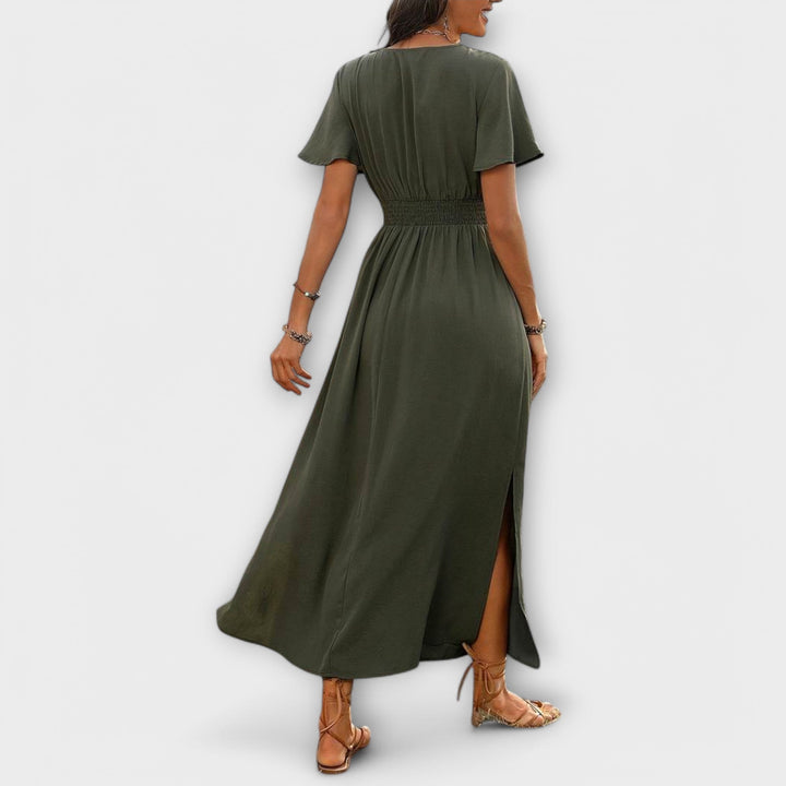 Heather | Elegantes Boho-Kleid mit V-Ausschnitt und langen Ärmeln