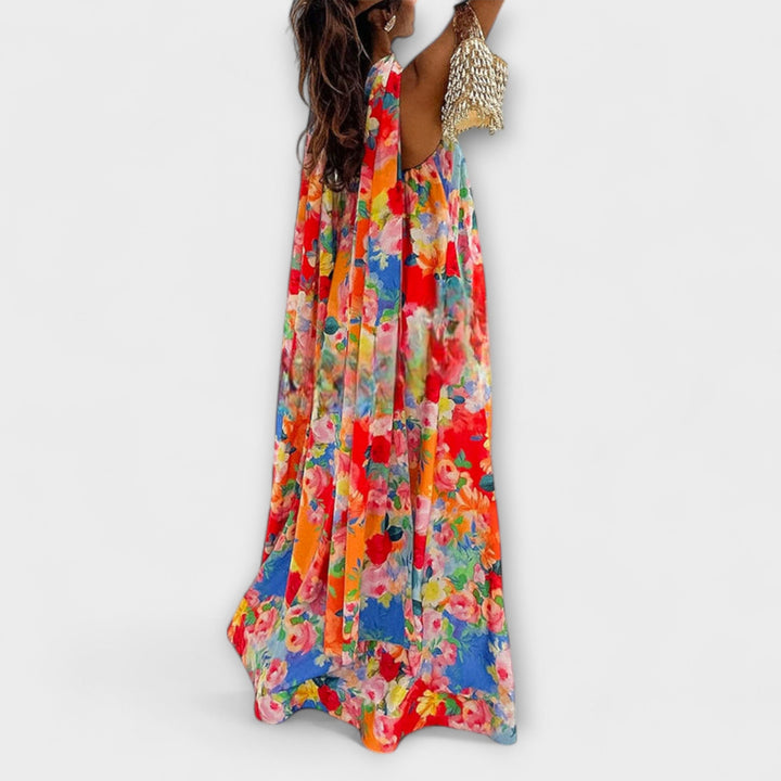 Harlow | Maxikleid mit floralem Druck und schulterfreiem Design