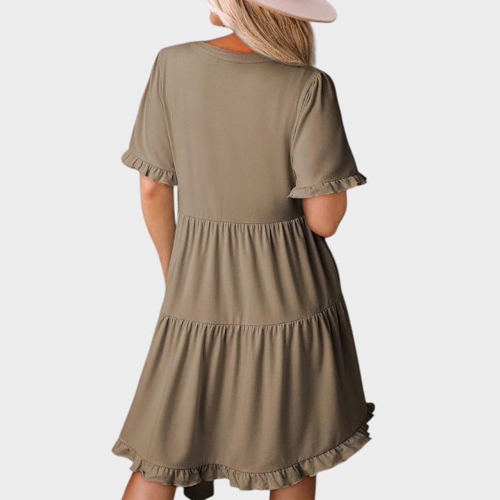 Barbara | Lässiges kurzes Kleid mit V-Ausschnitt