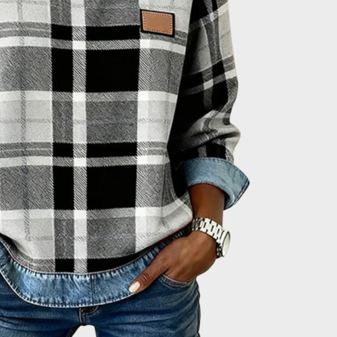 Iva | Pullover mit Denim-Details