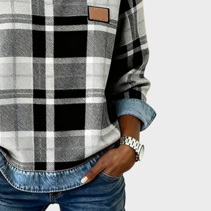 Iva | Pullover mit Denim-Details