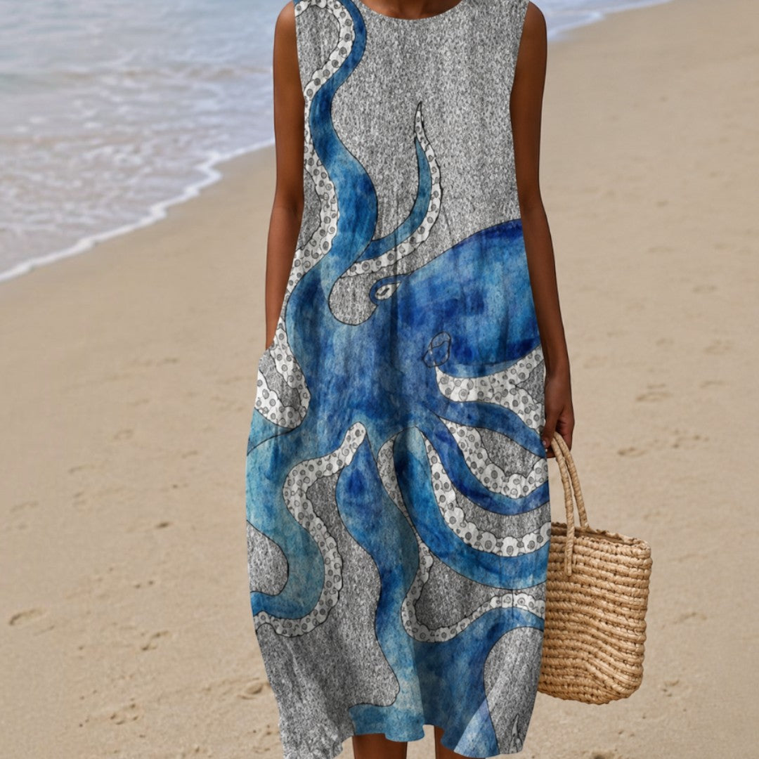 Caroline | Bedrucktes Strand-Midikleid