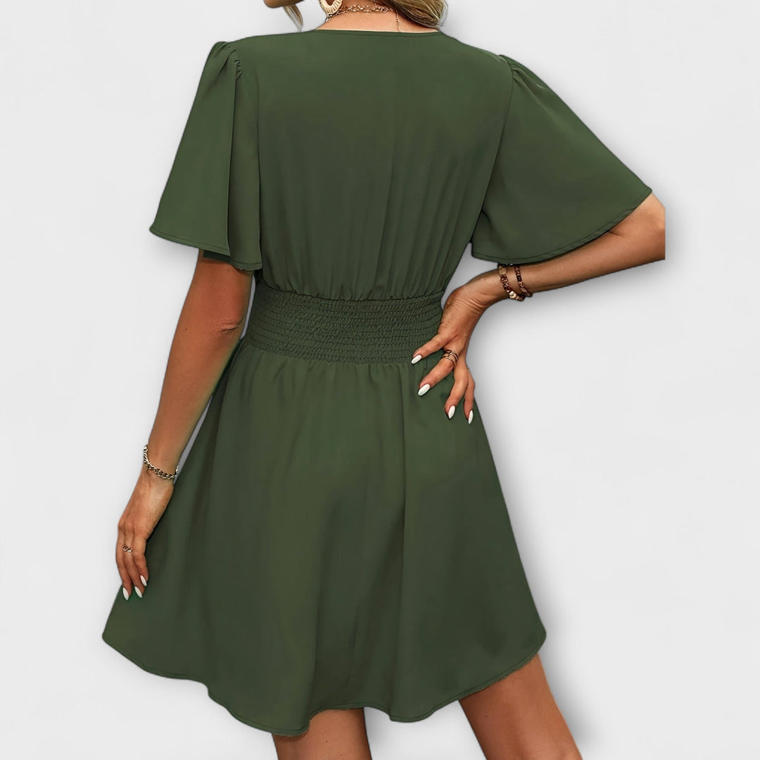 Winslet | Kleid mit gefaltetem Gürtel und V-Ausschnitt