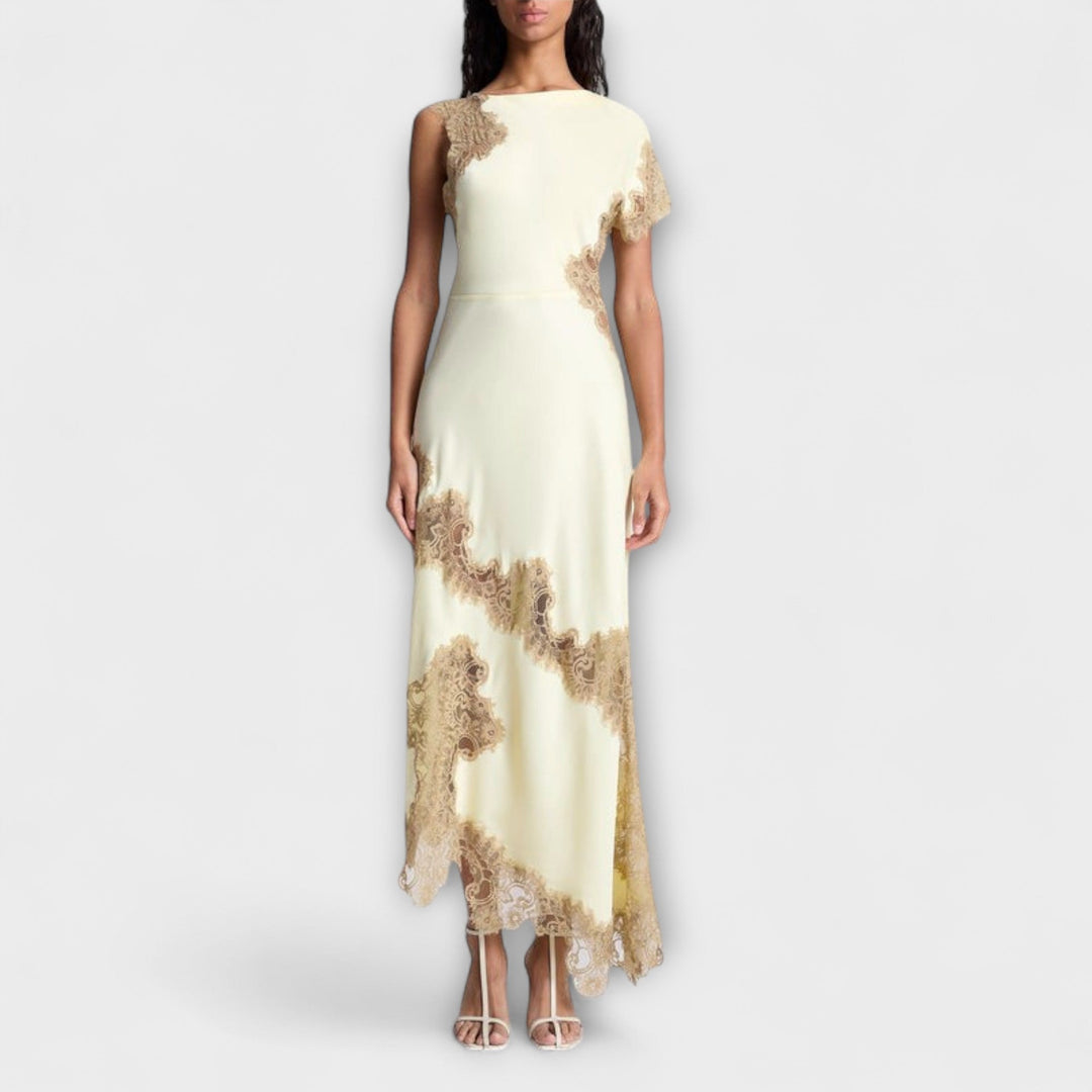 Margaret | Maxikleid mit Satin- und Spitzen-Details
