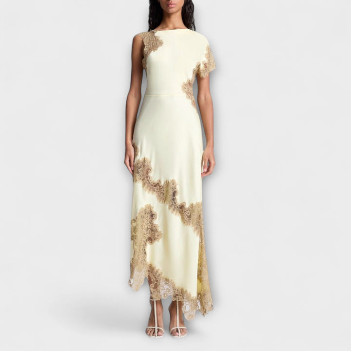 Margaret | Maxikleid mit Satin- und Spitzen-Details
