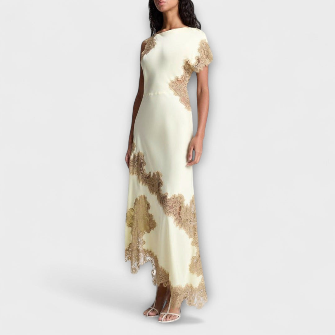 Margaret | Maxikleid mit Satin- und Spitzen-Details