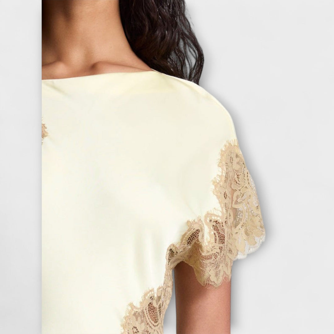 Margaret | Maxikleid mit Satin- und Spitzen-Details