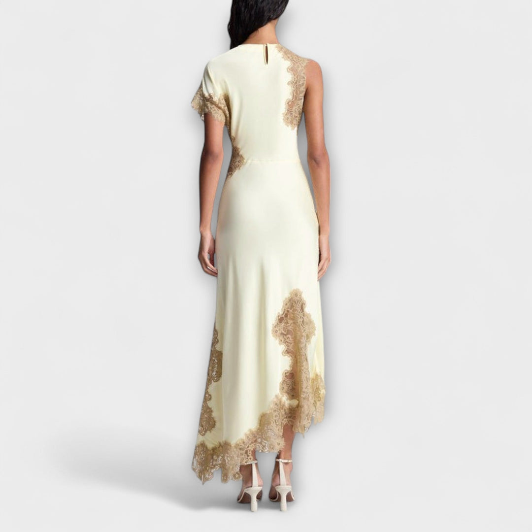Margaret | Maxikleid mit Satin- und Spitzen-Details