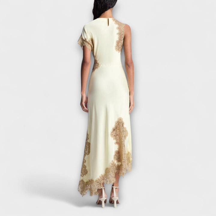 Margaret | Maxikleid mit Satin- und Spitzen-Details