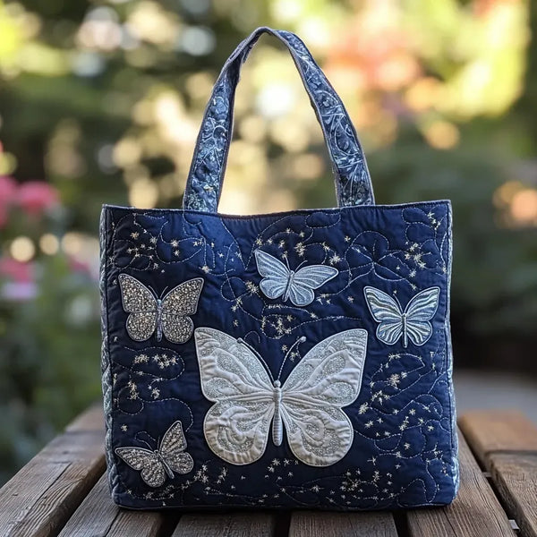 Handgefertigte Tasche | Silberner Schmetterling