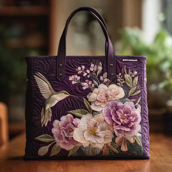 Handgefertigte Tasche | Kolibris und Orchideen