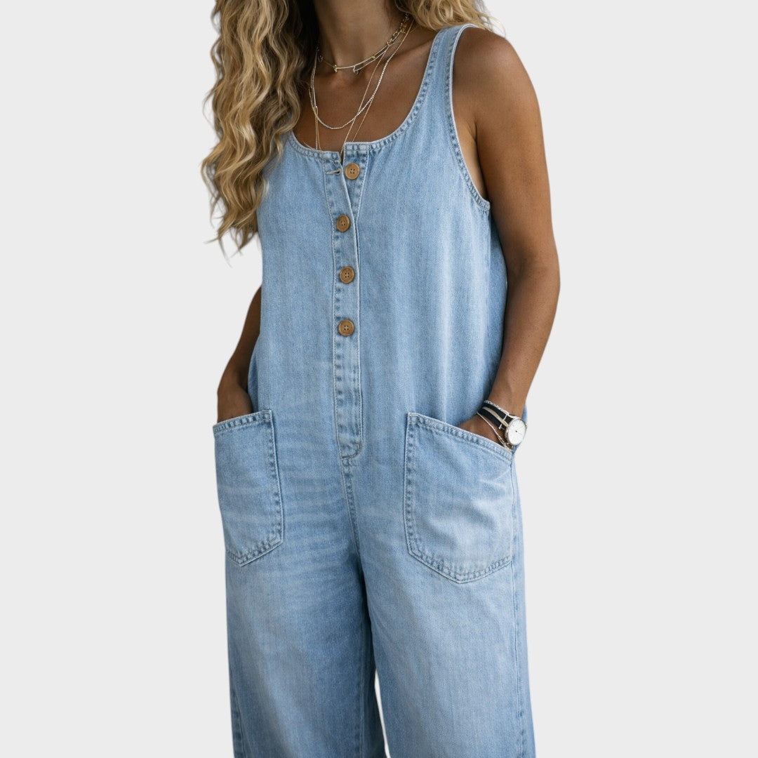 Sadie | Vintage gewaschene Baumwoll-Denim-Latzhose