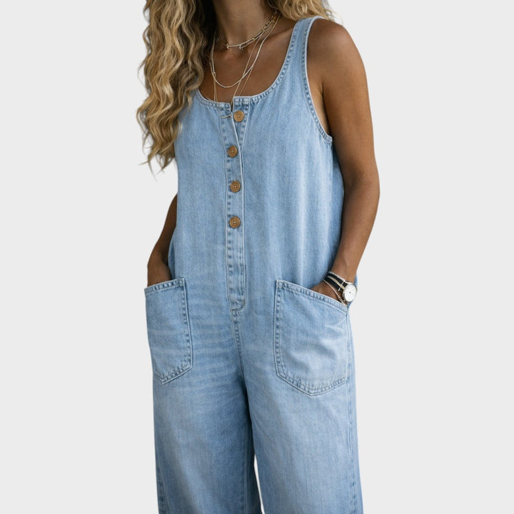 Sadie | Vintage gewaschene Baumwoll-Denim-Latzhose