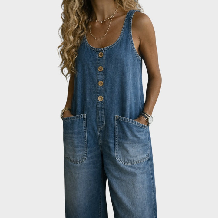 Saylor | Vintage gewaschene Baumwoll-Denim-Latzhose