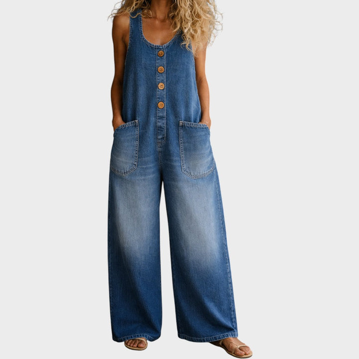 Saylor | Vintage gewaschene Baumwoll-Denim-Latzhose