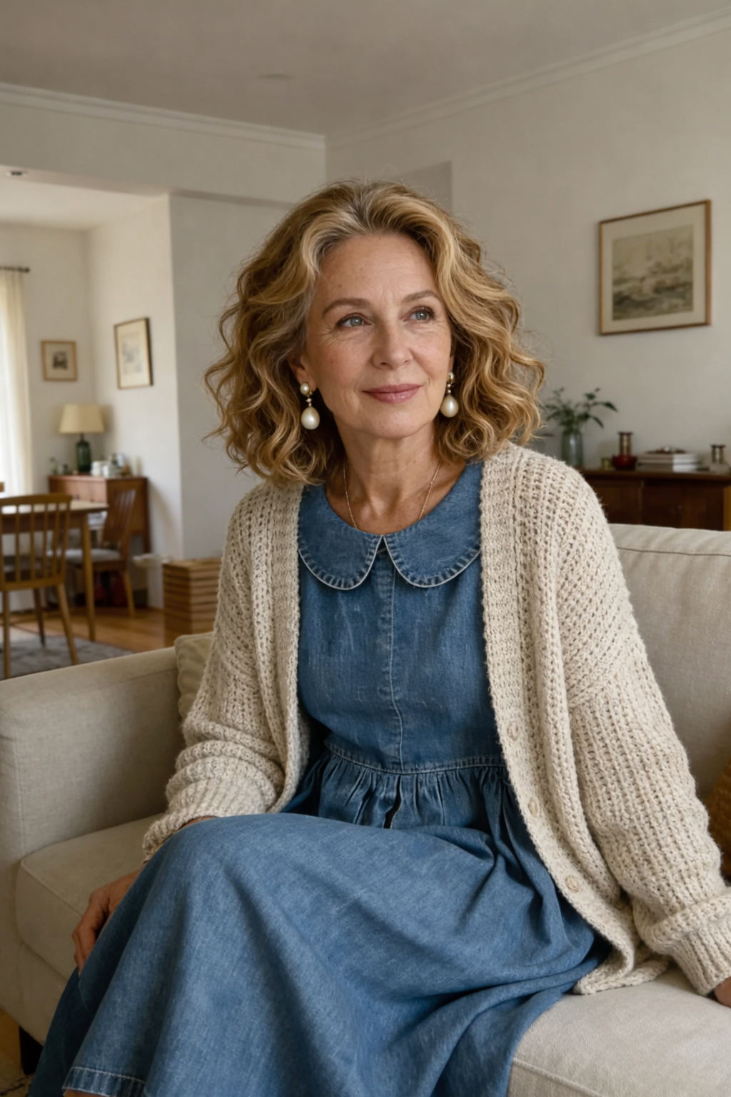 Bettina - Denim-Kleid mit Peter-Pan-Kragen