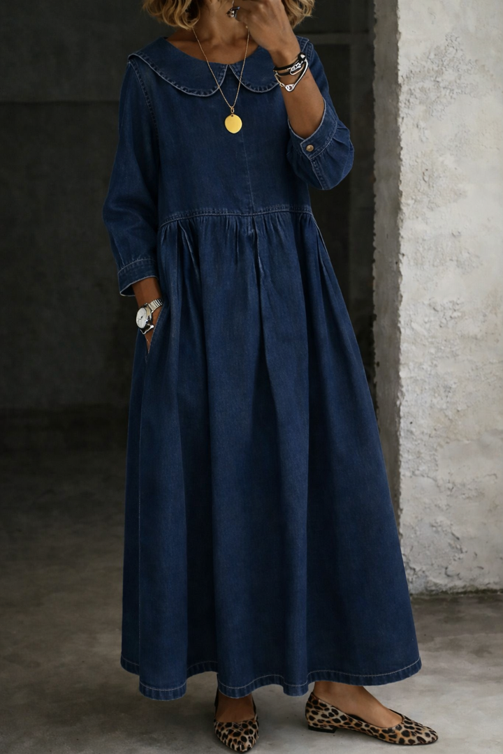 Bettina - Denim-Kleid mit Peter-Pan-Kragen