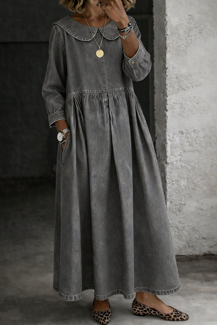 Bettina - Denim-Kleid mit Peter-Pan-Kragen