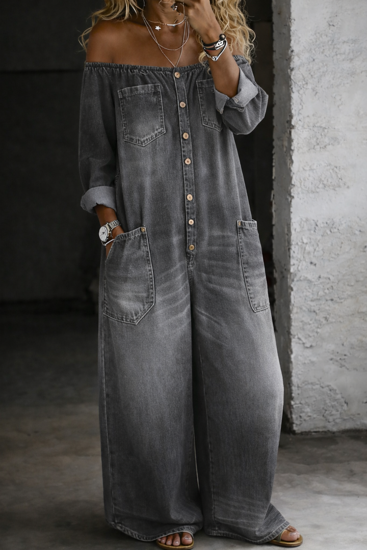 Barbara - Langärmliger Jumpsuit mit Off-Shoulder