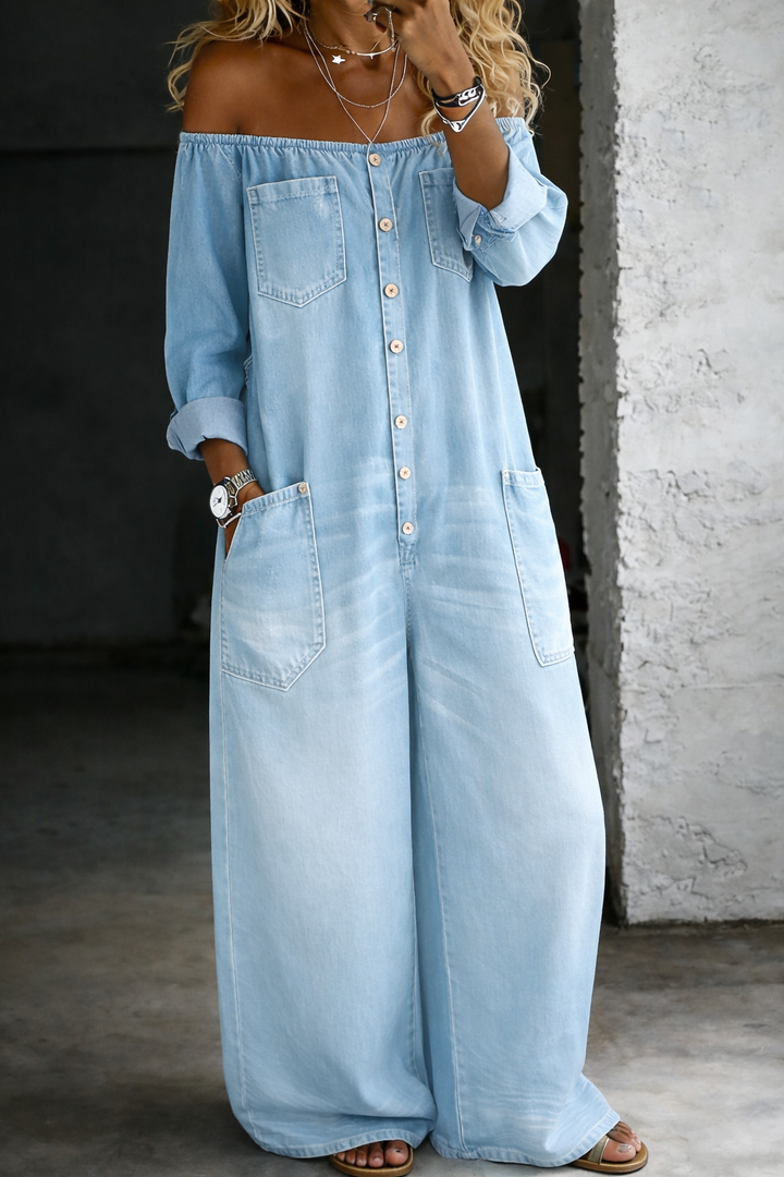 Barbara - Langärmliger Jumpsuit mit Off-Shoulder