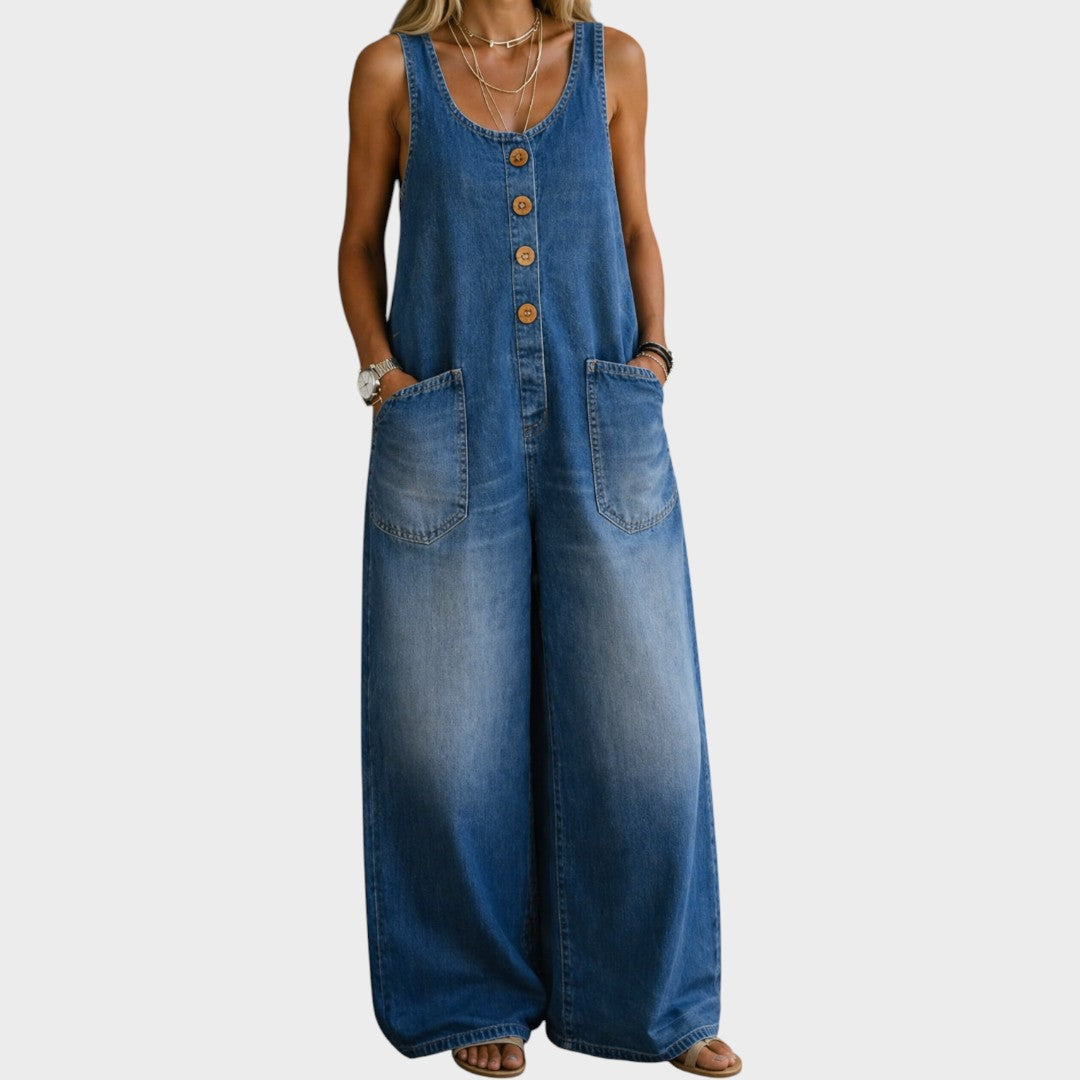 Saylor | Vintage gewaschene Baumwoll-Denim-Latzhose