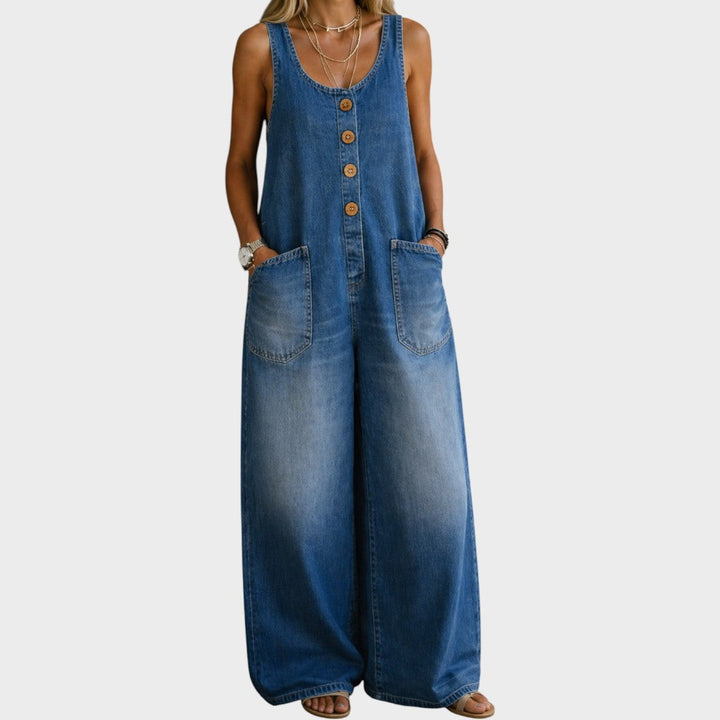Saylor | Vintage gewaschene Baumwoll-Denim-Latzhose