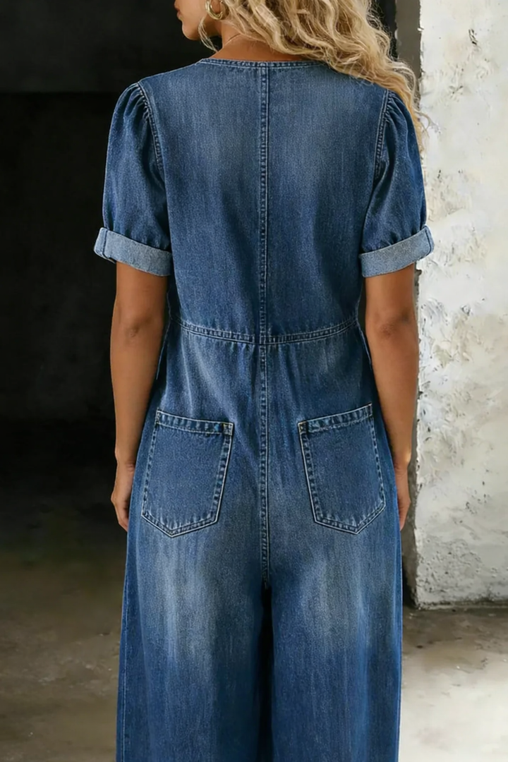 Agnes - Kurzärmliger Jumpsuit mit V-Ausschnitt