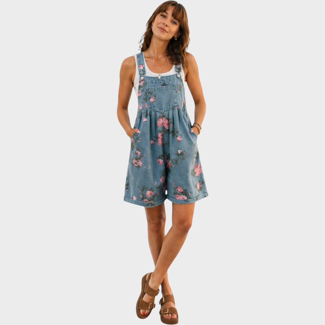 Taniah | Florale Denim-Latzhose
